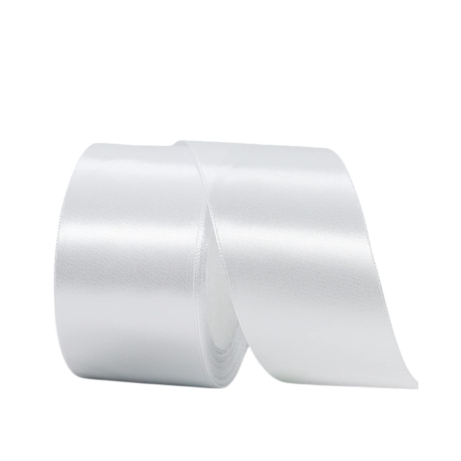 50mm Wide White Ribbon for Crafting, 22M 2Inch Double Sided White Fabric Ribbon for Presents, Wedding, Car, Sewing, Floral, Xmas