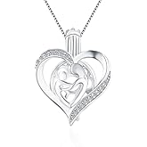 LGSY 925 Sterling Silver Mom Heart CZ Cage Pendants Crafting Charm for DIY Necklace Bracelet Jewelry Making