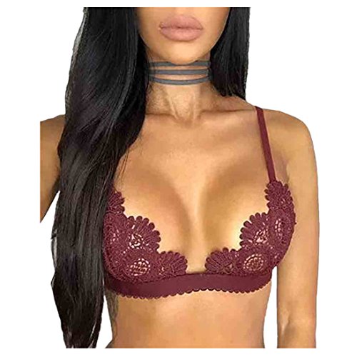 Oksale Women Sexy Floral Hollow Lace Bra Bralette Lingerie Crop Top