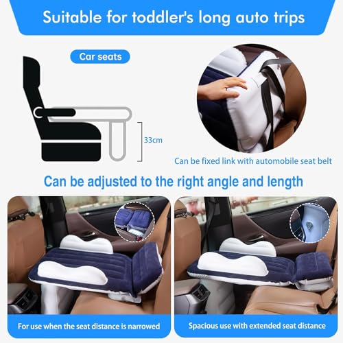 Bestbless Inflatable Airplane Bed for Toddler, Portable Baby plane Bed for Travel, Plane Extender for Kids with Hand Pump, Seat Belt and Carry Bag, Toddler Seat Extender for Car, Airplane (Blue)