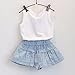 FEITONG Kids Girls Cute Bow Girl Pattern Shirt Top Grid Shorts Set Clothing (Age:5-6Y)