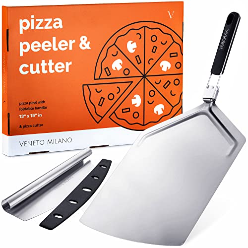 Milano Inc., Milano Extra Large Pizza Peel 16 Inch & Pizza Cutter, Pizza Paddle