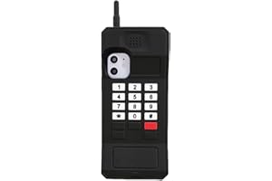 UnnFiko 3D Silicone Case Compatible with iPhone 14, Retro Classic Creative Soft Rubber Bumper Cover Cool Fun Thick Protective Stand Case (Retro Cellphone Black, iPhone 14)