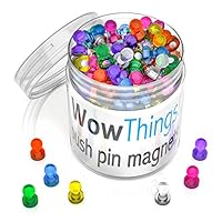 Neodymium Mini Fridge Magnets Strong - 105 Pack, Assorted Colored Kitchen Office Magnets, Push Pin Magnets, Heavy Duty Push Pins - Teacher Magnets, Perfect Classroom Map Dry Erase Whiteboard Magnets