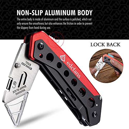 edcfans Folding Utility Knife Box Cutter with 5 Razor Blades