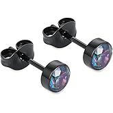 1 Pair Implant Grade Titanium Stud Earrings Set Hypoallergenic 3mm 4mm 5mm 6mm Cubic Zirconia G23 Titanium Earring Studs for Women Men for Sensitive Ear