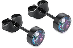 BELEZADOSAS 1 Pair Implant Grade Titanium Stud Earrings Set Hypoallergenic 3mm 4mm 5mm 6mm Cubic Zirconia G23 Titanium Earring Studs for Women Men for Sensitive Ear