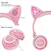 Cat Ear Headphones, Ifecco Kid Headphones Foldable Wired Headphones On-Ear Headsets Support 3.5 mm Audio Jack Headset with Glowing Light for Girls Children Gift, Pinkthumb 3