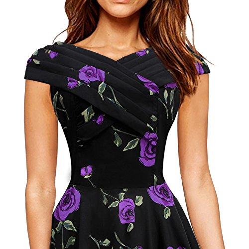 BlackButterfly Enya' Vintage Infinity Pin-up Dress (Large Purple Roses, US 4)