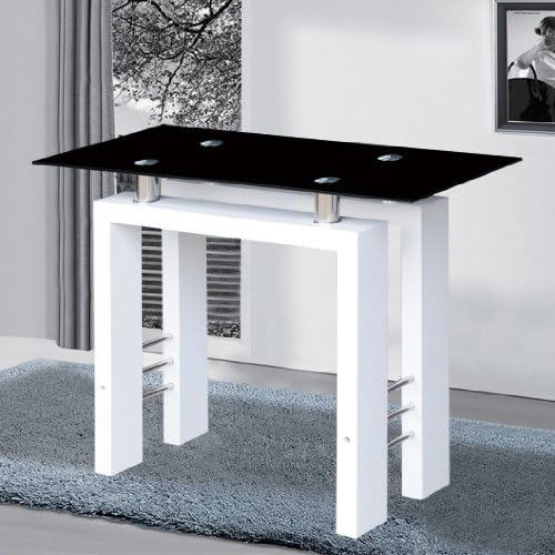 Metro Black Glass Console Table in High Gloss White