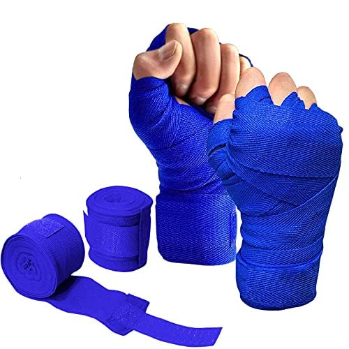 YNR MMA Boxing Hand Wraps - Inner Gloves, Short Boxing Bandages for Men, Women & Kids, Wrist Support Straps, Kickboxing Gym Wraps, Boxing & Glove Wraps | (Blue)