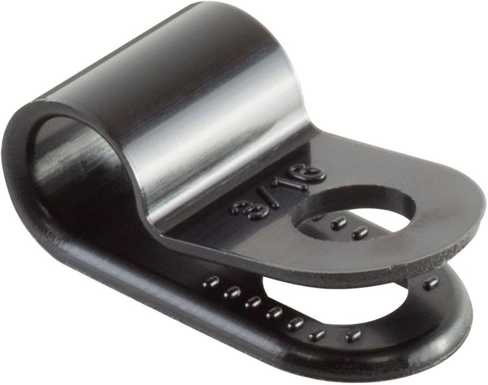 GTSE 100 Pack Black Nylon P-Clips 5.0mm 3/16" Diameter Plastic Cable Clips
