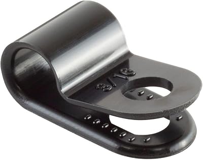 GTSE 100 Pack Black Nylon P-Clips 5.0mm 3/16" Diameter Plastic Cable Clips
