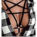 PHOTNO Alluring Women Harness Bra Elastic cage Bra Strappy Halter Bra Hollow Out Bra Bustier Crop top (L, Black)
