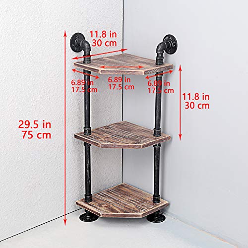 MBQQ Industrial Pipe Shelves Modern/Rustic Corner Book Shelves with