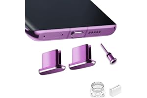 VIWIEU USB C Port Dust Cover Plug Cap 2 Metal Anti Dust Protectors for Smartphone MacBook Pro Air Laptop Charging Port with SIM Card Removal Pin Compatible with Samsung Galaxy S24 S23 S22 S21(Purple)