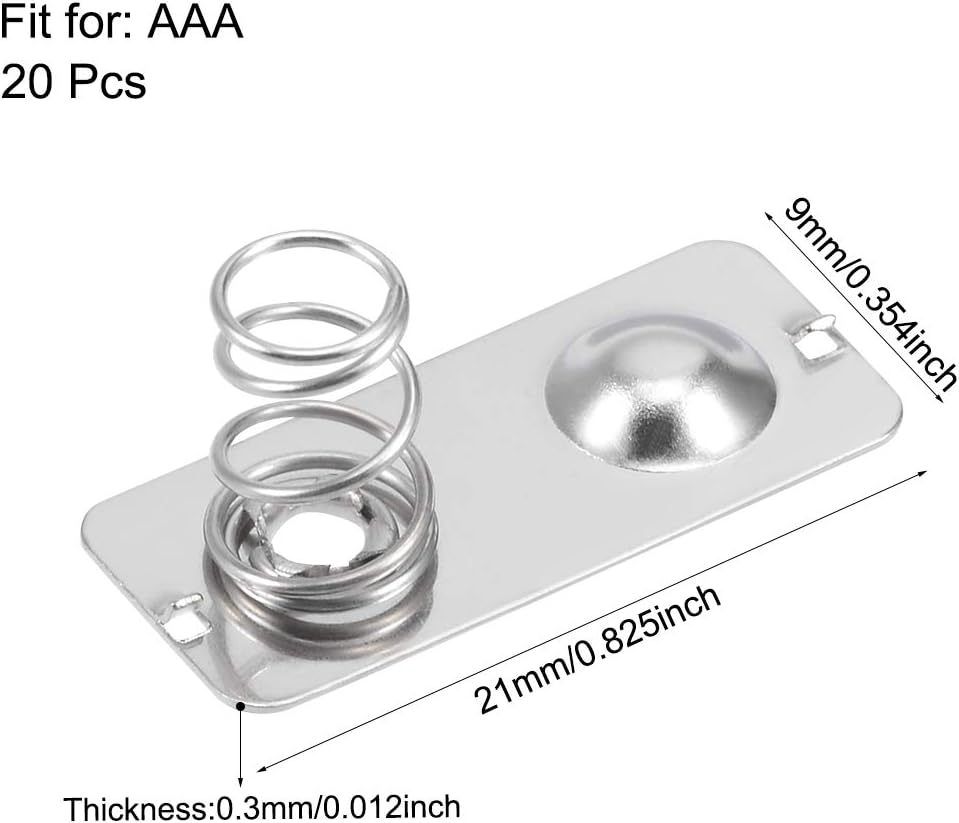 sourcing map 20 Pcs AAA Battery Positive to Negative Conversion Spring Contact Nickel Plate 21mmx9mmx0.3mm - Image 3