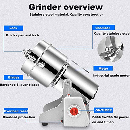 BE ONE Spice Grinders Machine, BEONE 800g Electric Spice Coffee Grinders Machine, Electric Grain Spices Cereals Coffee Dry Food Mill Grinding Machines Gristmill Home Powder Crusher Grinder (A)