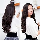Vktech Width 25cm Lady Sexy Long Curl Wavy Clip-on Hair Extension Dark Brown