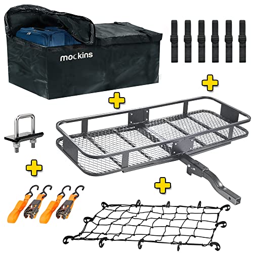 Folding Cargo Hitch Carrier Mockins 60x24x6 XL Folding Cargo Carrier Hitch Mount 500lb Capacity Hitch Rac... | UK 60x20x6 Tow Hitch Bag