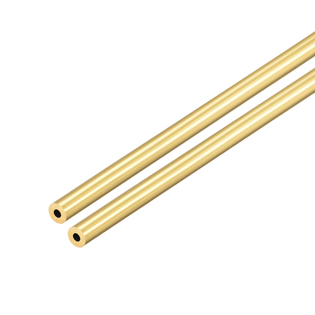 uxcell Brass Round Tube, 300mm Length 5mm OD 1.5mm Wall Thickness, Seamless Straight Pipe Tubing 2 Pcs