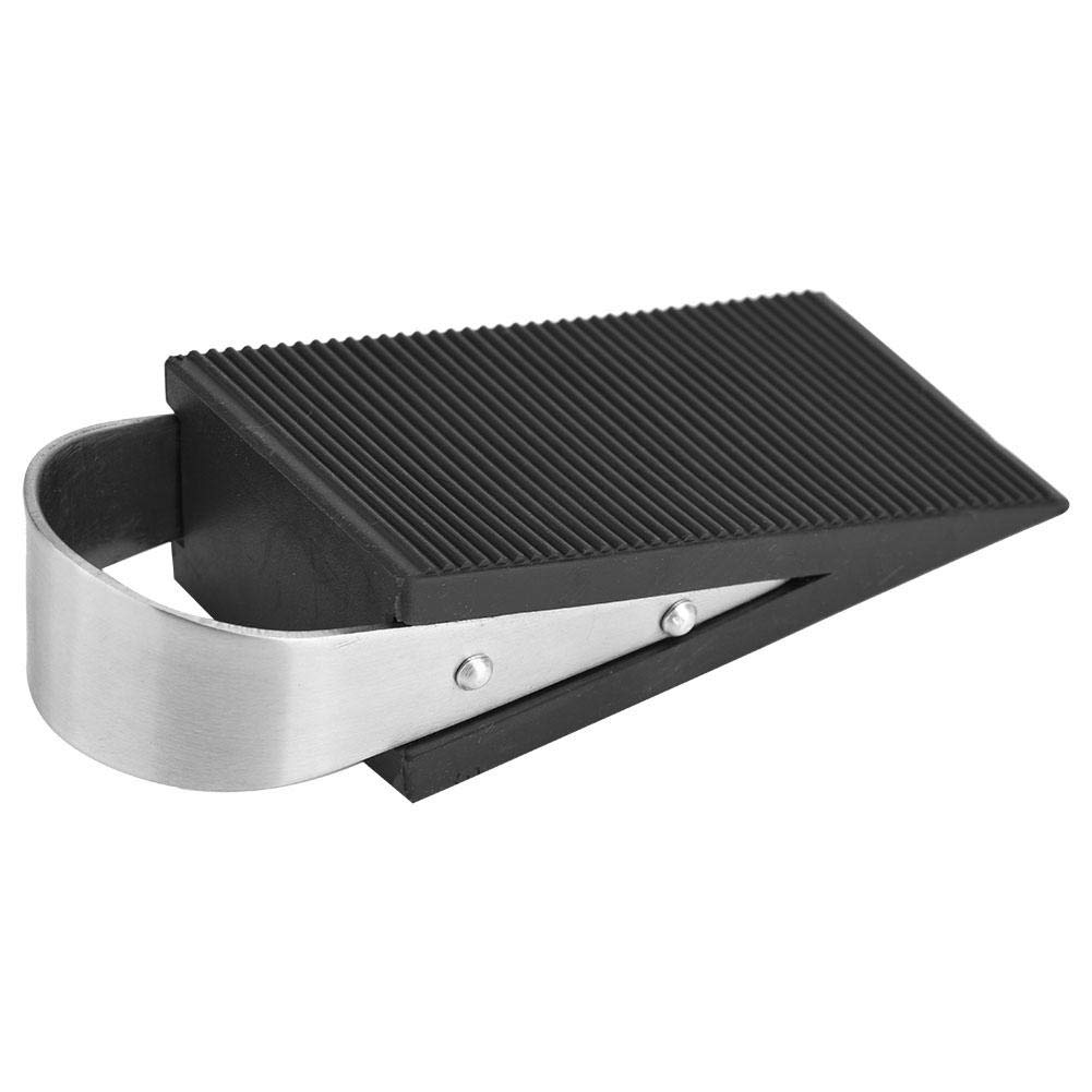 Door Stopper Rubber Wedge, Non-Skid Door Stop Wedge and Stainless Steel Handle, Won't Scratch Floor or Door, Great for Hotel and Home