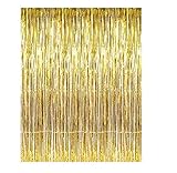 Set of 2 Shiny Gold Metallic Foil Fringe Door & Window Curtain Party Decoration 3' X 8' (36