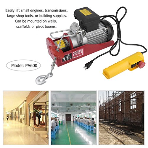 Homgrace 1320lbs Mini Electric Wire Cable Hoist Crane Overhead Garage Winch with Remote Control Auto Lift (1320LB) - Thumbnail 2
