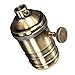 Light Socket, KINGSO E26/ E27 Solid Brass Industrial Light Socket Metal Shell Vintage Edison Pendant lamp copper holder With Knob (Antique Brass)