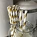 Outside the Box Papers Gold and Pink Stripe and Chevron Paper Straws 7.75 Inches 100 Pack Gold, Pink, White