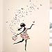 YUFENG Removable DIY PVC Wall Sticker Decor Flower Fairy Princess Butterfly Dancing Girls, Sweet Romance Flower Fairy Princess Moon Girl Wall Stickers Sitting Bedroom (princess girl 3)