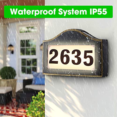 Melunar Lighted House Address Numbers Sign, Waterproof Resin Plaque Outdoor Lights, Solar Powered Address Numbers Signs for Houses, Garden, Street, Yard and Home - Thumbnail 3