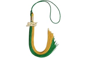 Endea Graduation Double Color Tassel with Gold Date Drop (Green/Bright Gold, 2025)