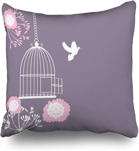 tyui7 Vintage Cage Open Miscellaneous Bird Flower Funda de Almohada