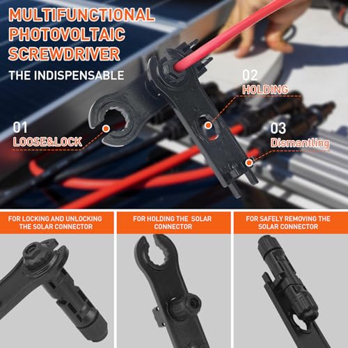 Crimper Terminals for 2.5/4.0/6.0 M² Solar Cable, 12 Pairs Solar Connectors, 2 Pieces Keys, for Mounting Solar Panels Cables
