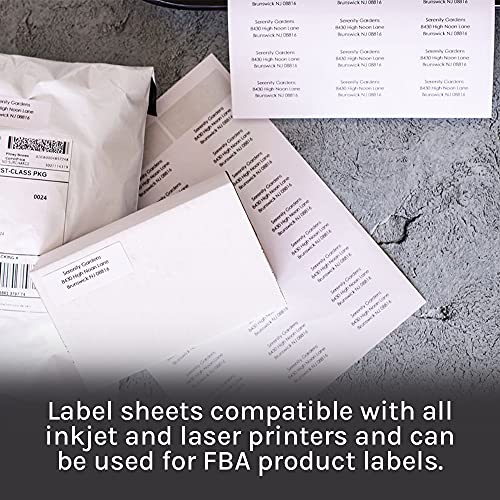 Premium Label Supply White Sticker Labels 2.625” x 1" Laser/Inkjet Compatible (30 Labels