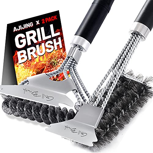 AJIJING Grill Brush and Scraper, BBQ Grill Cleaning Brush 18″ Stainless