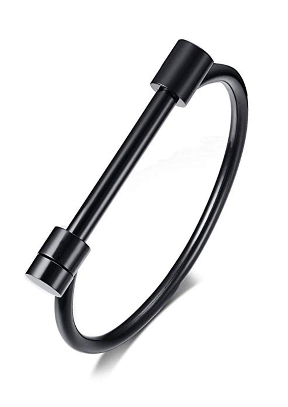AILUOR Stainless Steel D Shape Bar Screw Shackle Horseshoe Novelty Fashion Bangle Bracelet Jewelry Unisex (Black)
