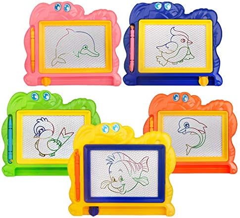 Joddge Mini Magnetic Drawing Board for Kids, Small Travel Writing Painting Sketching Boards, Erasable Toddler Step Learning Education Doodle Pad Gift Prize Preschool Art Toys for Girls Boys (5 Pack)