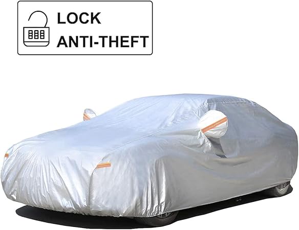 Amazon Kaymeカーカバーは ロックとジッパーで全天候型防水 自動車ボディカバー屋外の太陽紫外線保護 フィットセダン 490x185x150cm 3xl 車体カバー 車 バイク
