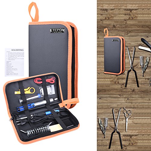 ETEPON Soldering Iron Kit 14-in-1 Electronic 60W Adjustable Temperature Welding Tool ON/OFF Switch with Desoldering Pump,2pcs Electronic Wire,5pcs Solder Iron Tips,Soldering Stand and PU Carry Bag - Thumbnail 5