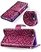 FLYEE Case Compatible with iPhone 7 Plus/8 Plus 5.5 inch/SE,Wallet Case for Women and Girls with Card Holder,Premium Leather [Embossed Flowers] Flip case Protective Cover with Wrist Strap-Purple