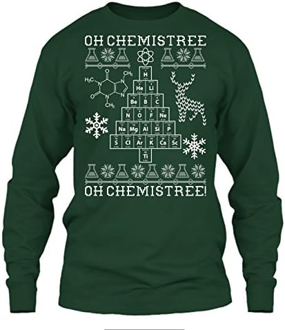 Oh Chemistree, Oh Chemistree! Ugly Christmas Chemistry Adult Long Sleeve Shirt