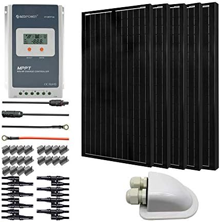 ACOPOWER 500 Watts 12 Volts Monocrystalline Panel Solar RV Kits with 40A MPPT LCD Charge Controller/Mounting Brackets/Y Connectors/Solar Cables/Cable Entry housing