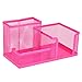 Homecube Space Saving Mesh Office Supplies Desk Organizers/ Pen Holder 3 Sorter Sections Hot Pink