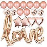 Simona Micah 40 Inch Rose Gold Love Balloons Kit Valentines Day Decorations and Gift for Him or Her Rose Gold Foil Heart Balloons Decorations