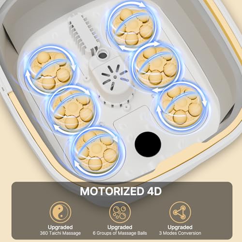 Collapsible Foot Spa with Heat,Remote Temperature Control and Bubble,Foot Bath Tub with 6 Massage Rollers,Timer Multiple Level Heating, Electric Pedicure Foot Spa Machine for Feet Care