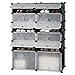LANGRIA 12-Cube DIY Shoe Rack Modular Organizer Plastic Cabinet 6 Tier Shelving Bookcase Cabinet Closet Black (12 - Regular Cube)