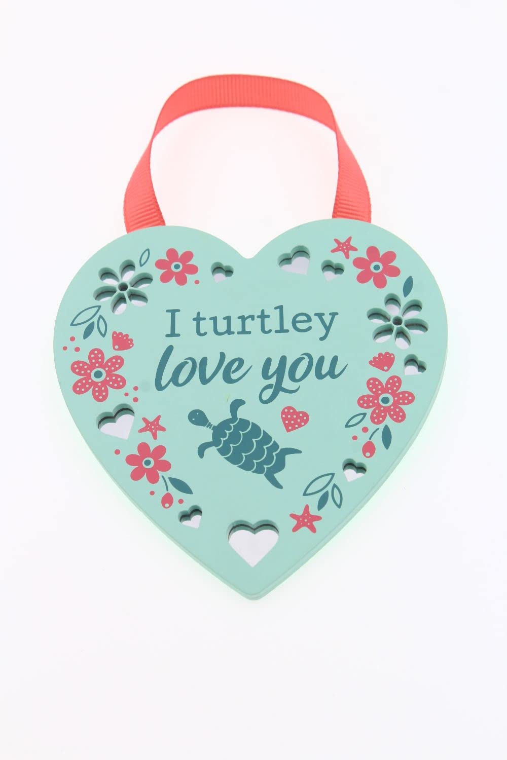 I Love You Reflective Words Hanging Plaque with Ribbon Wooden Hanger Gift 00200040028