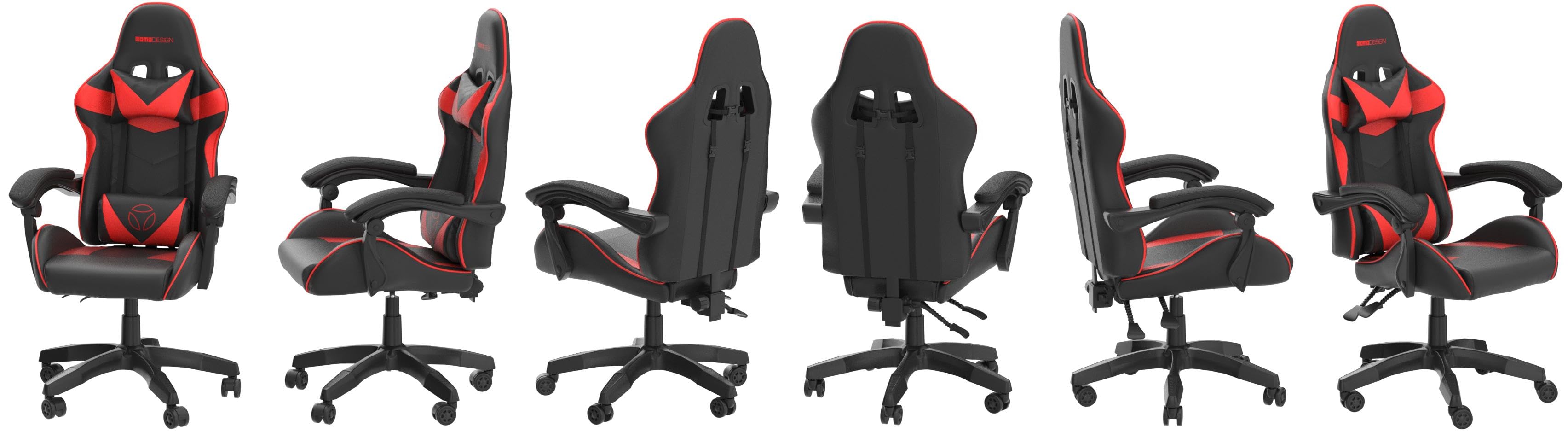 Momo Design MD-GC004E-KR sedia gaming, Nera, Con Finiture Rosse, Standard :  Amazon.it: Casa e cucina